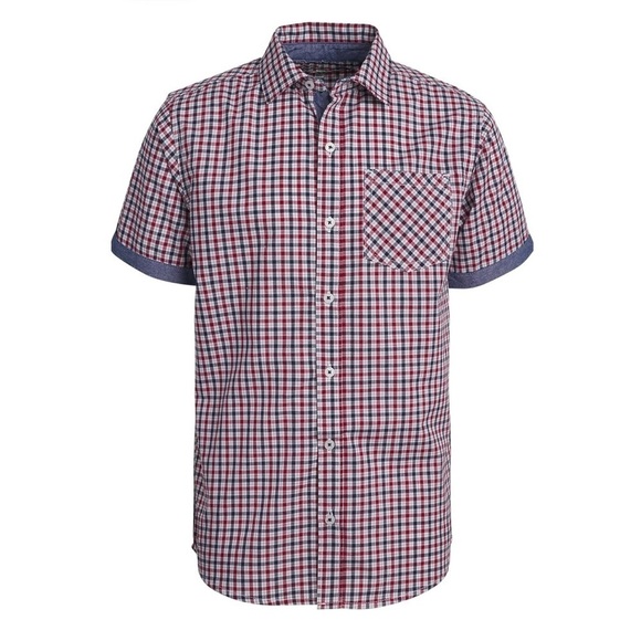 BEN SHERMAN Boys Plaid Short Sleeve Button Down Shirt - Picture 1 of 8